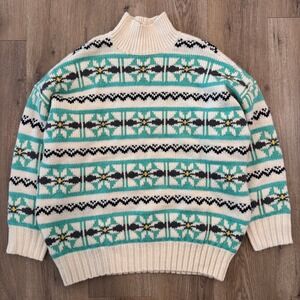 American Eagle‎ Fair Isle Chunky Knit Sweater Women's Medium Mock Neck
